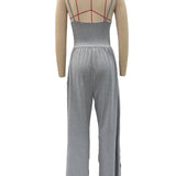 Cross Strap Halter Neck Backless Wide-Leg Jumpsuit