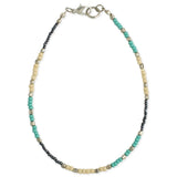 Cream Turquoise & Silver Bead Anklet