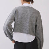 Cropped Textured Knit Sweater