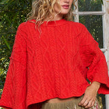 Round Neck Quarter Sleeve Cropped Sweater