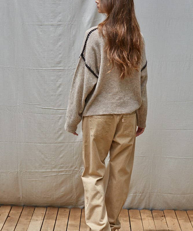 Thick Stitch Detail Cotton Sweater
