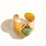 Oasis 18K Gold Non-Tarnish Stone Bold Adjustable Ring