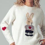 Bunny Motif Heart Sweater