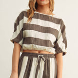 T4525ST   WIDE STRIPE BOAT NECK TOP