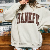 IT2594E-THANKFUL | Applique Embroidery Mock Neck Sweatshirt