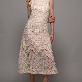 Floral Knit Sleeveless Midi Dress