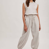 Drawstring Waist Sleeveless Jumpsuit