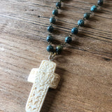 Carved Bone Cross Necklace