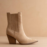 The Lydia | Almond Suede Bootie