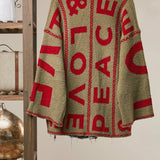Colorblock Letter Print Cardigan