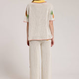 Tropical Knit Button Top
