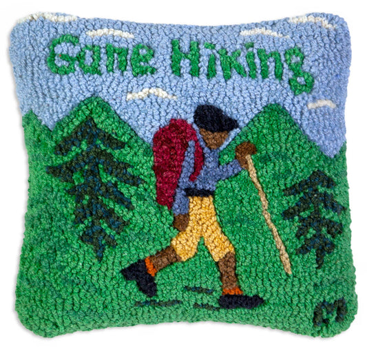 Gone Hiking Hooked Wool Pillow
