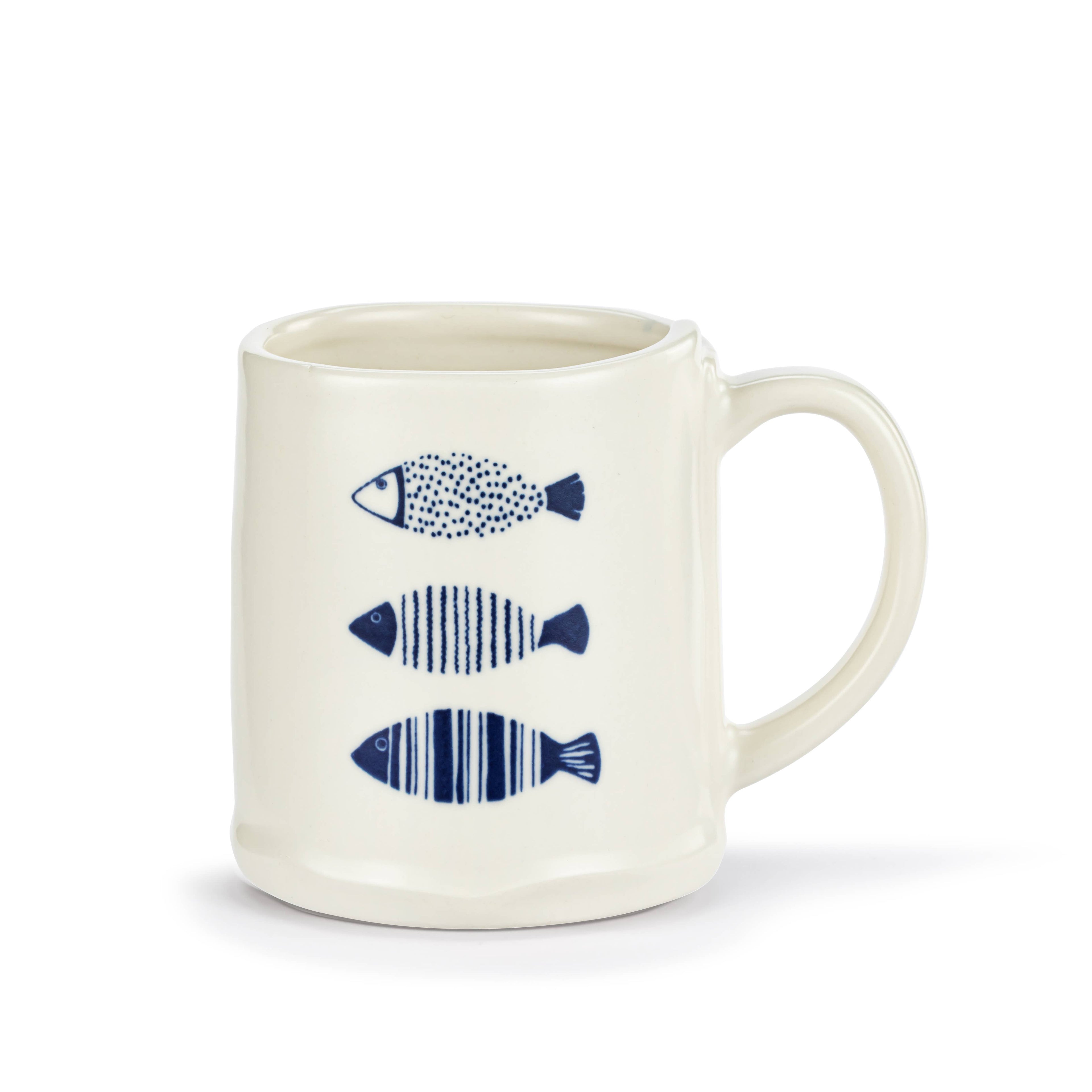 Blue and White Three Fish Ceramic Mug