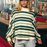 IT2765 Striped Oversized Crewneck Top