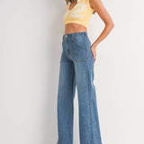 Patch Pocket Wide Leg Flare
