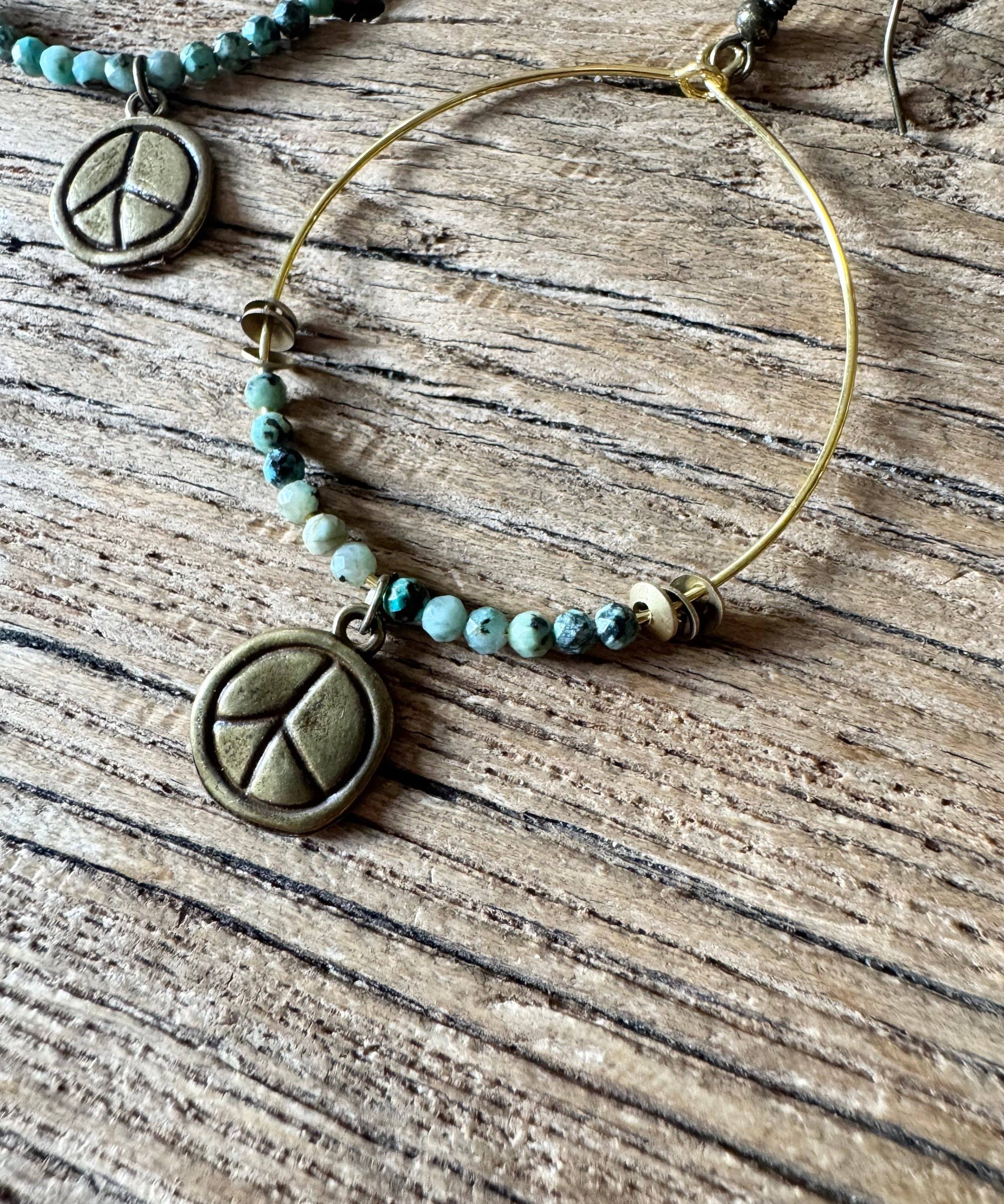 Turquoise Peace Hoop Earrings