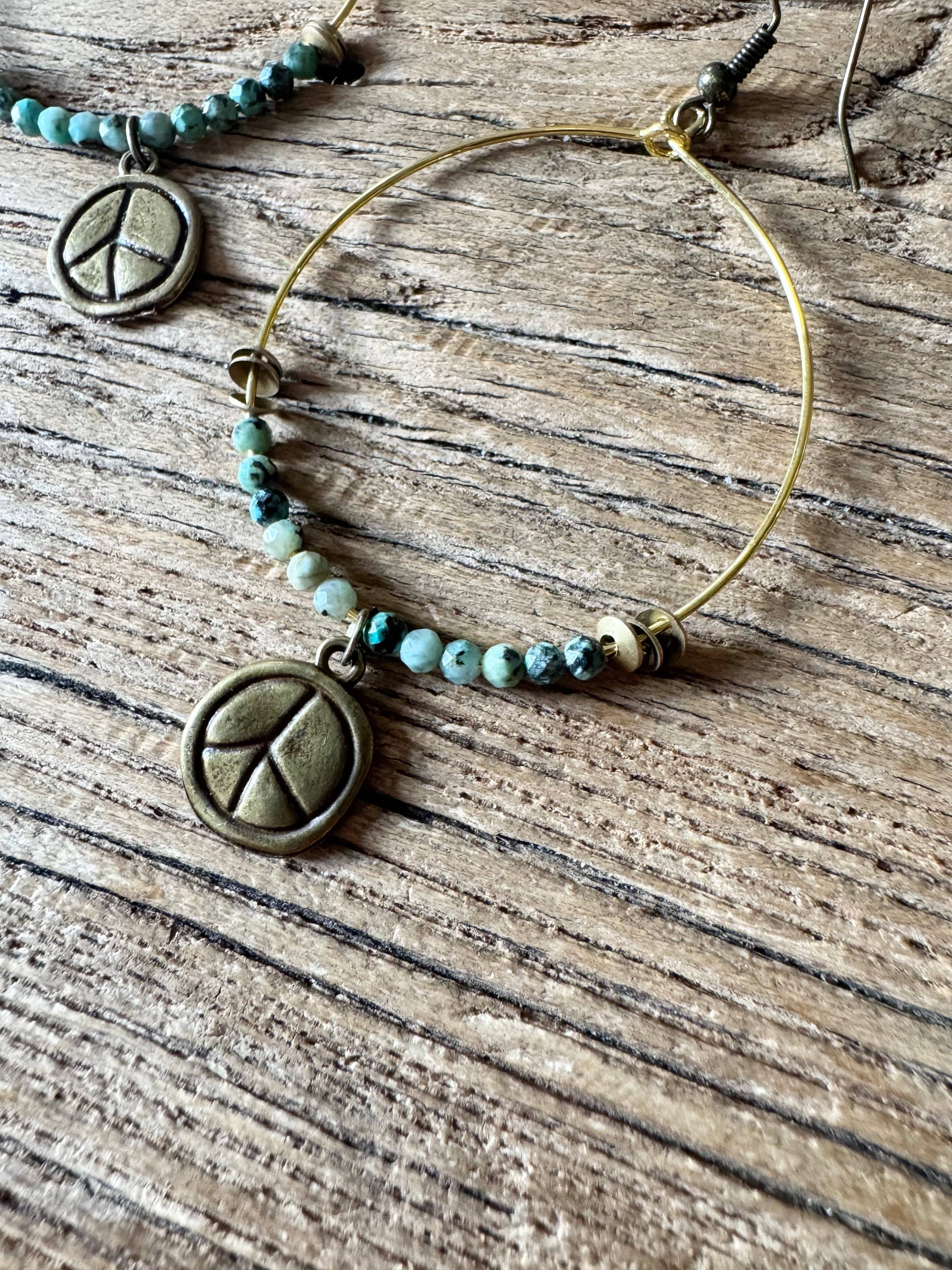 Turquoise Peace Hoop Earrings