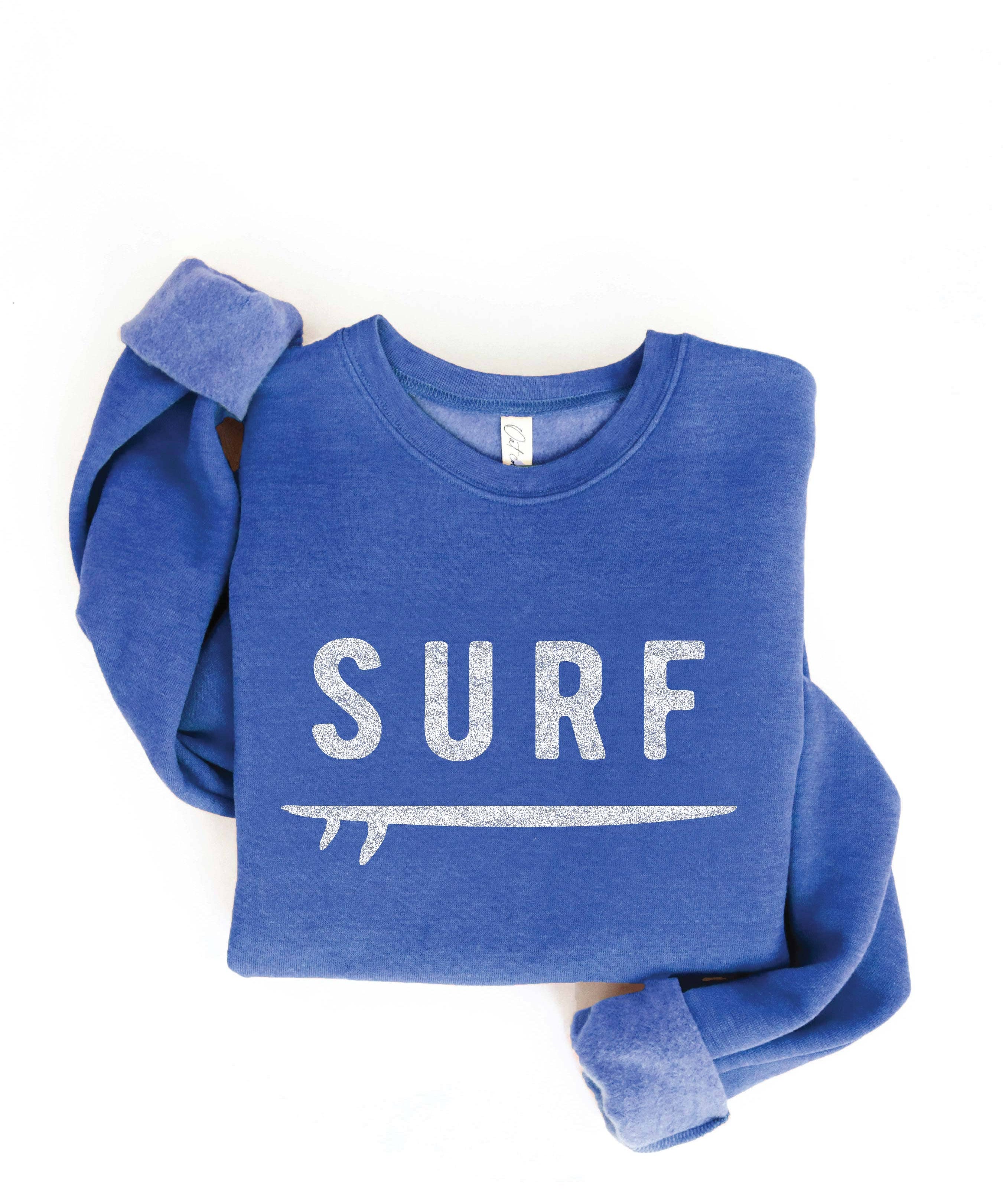 "SURF" & Surfboard Graphic Sweatshirt