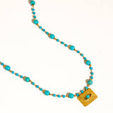 Rubis 18K Gold Vintage Turquoise Evil Eye Beaded Necklace