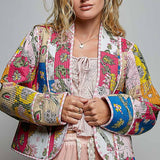 Lightweight Contrast Trim Quilted Kimono Jacket