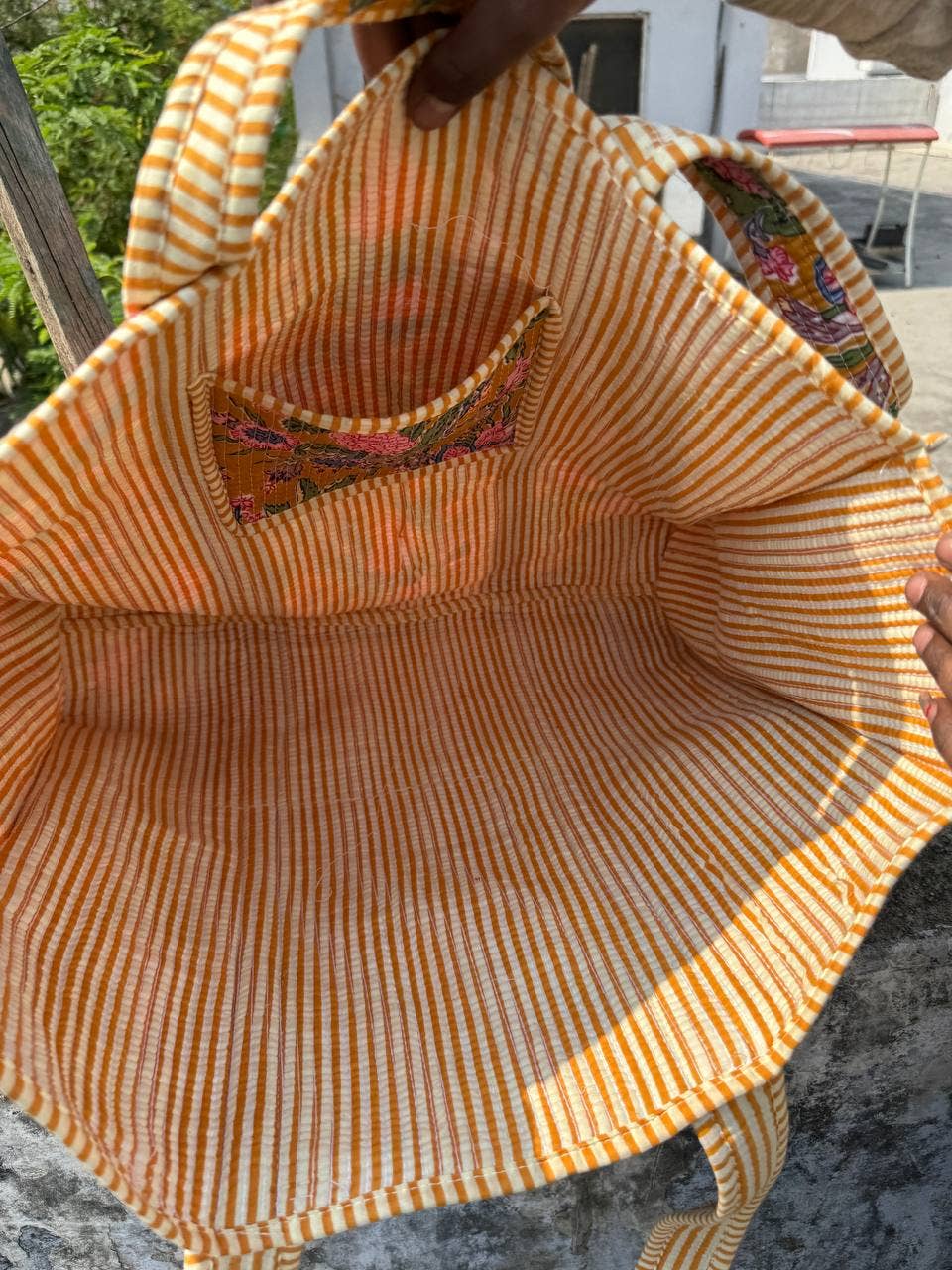Floral Print Cotton Tote Bag