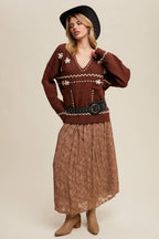 Floral Embroidered Knit Sweater