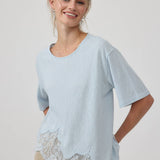 Slub Knit Lace Hem Tee - RTK1154