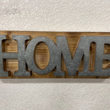 Metal Plated Home on Wood Sign