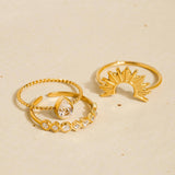 Françoise 18K Gold Non-Tarnish Sun Stone CZ Layered Ring