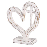 Tabletop Heart With Cross White 6H