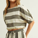 T4525ST   WIDE STRIPE BOAT NECK TOP