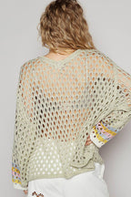 V-Neck Crochet Peace Sweater