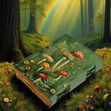 Vintage Mushroom Genuine Leather Journal with Lock: Handmade