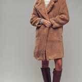 Cozy Longline Notched Lapel Teddy Coat