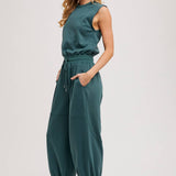 Drawstring Waist Sleeveless Jumpsuit