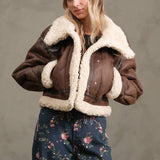 Vintage Cropped Faux Shearling Jacket - MJ9594Y