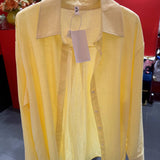Cotton linen blend button down shirt
