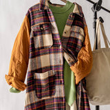 Plaid Patchwork Longline Coat