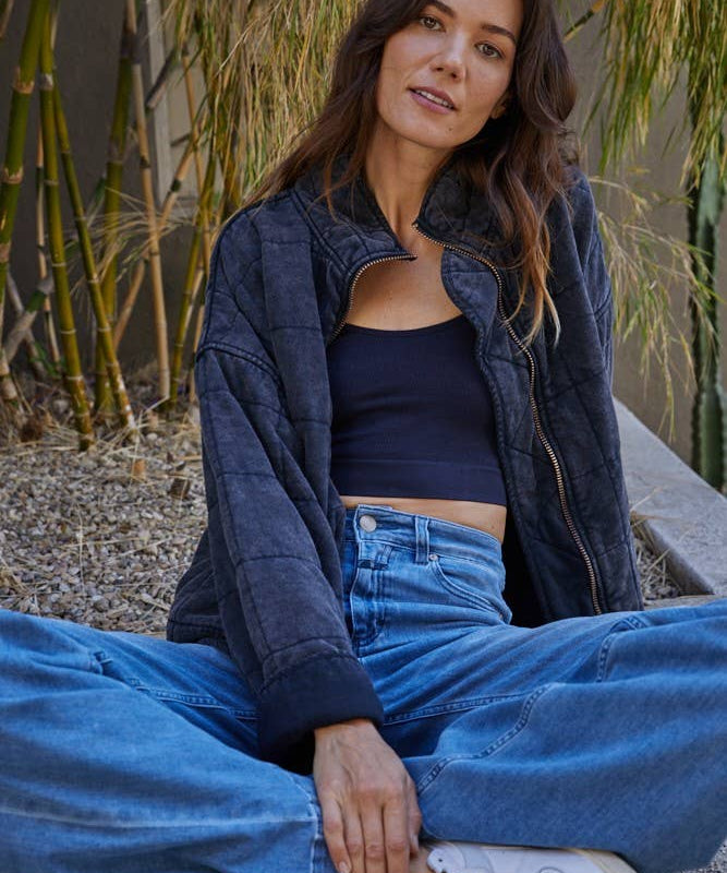 Quilted Knit Mineral Washed Jacket