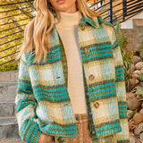 60367 Plaid Printed Jacket