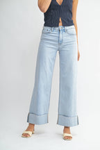 Cuffed Wide Ankle Jeans