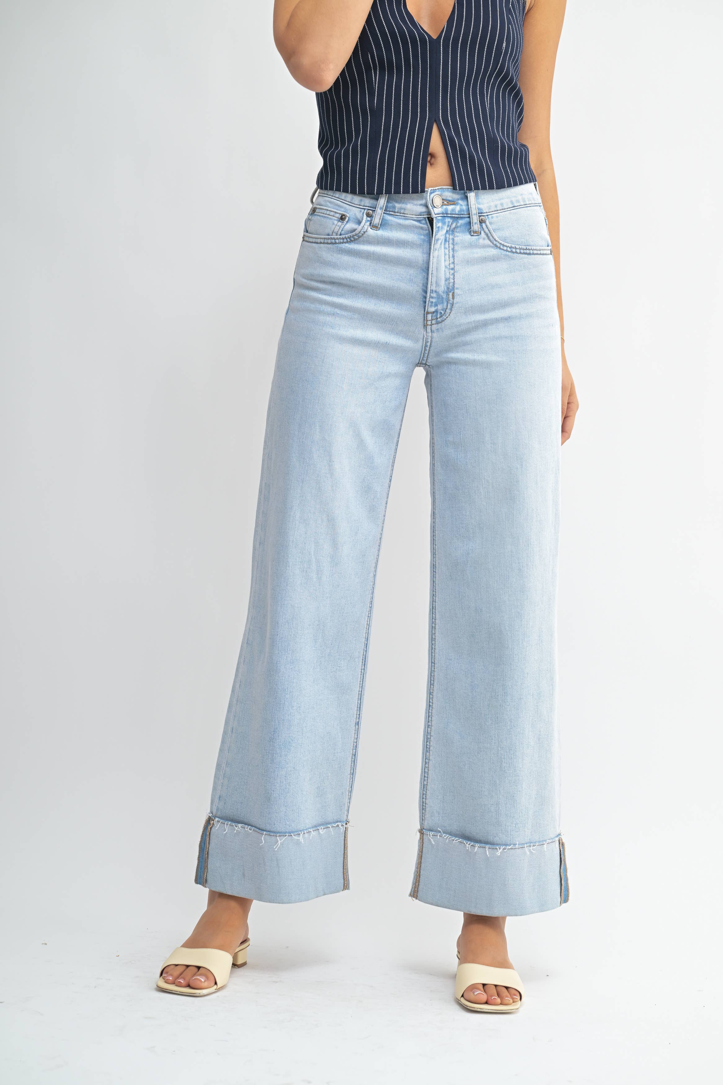 Cuffed Wide Ankle Jeans