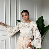 Cream Bell Lace Blouse