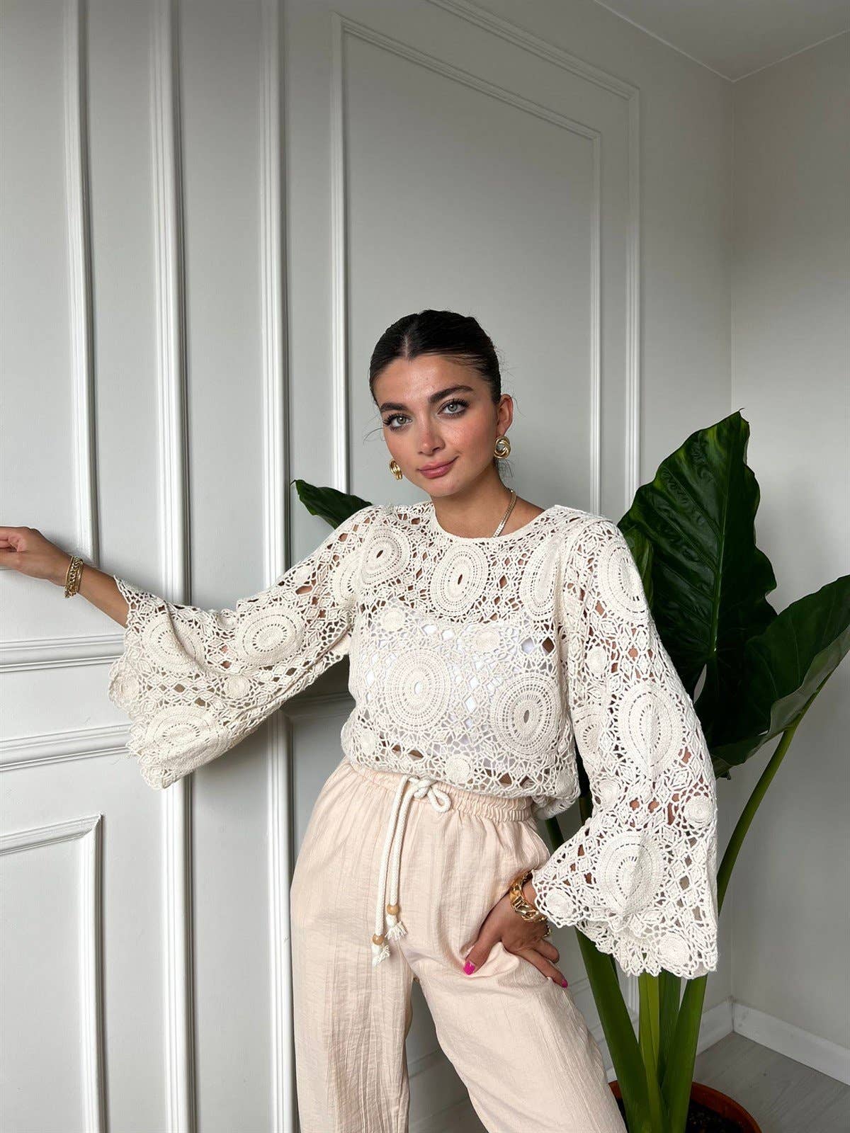 Cream Bell Lace Blouse