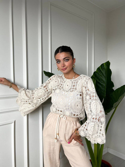 Cream Bell Lace Blouse