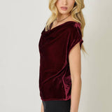61197 Velvet Cowl Neck Top