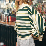 IT2765 Striped Oversized Crewneck Top