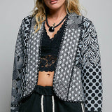 Lightweight Contrast Trim Quilted Kimono Jacket