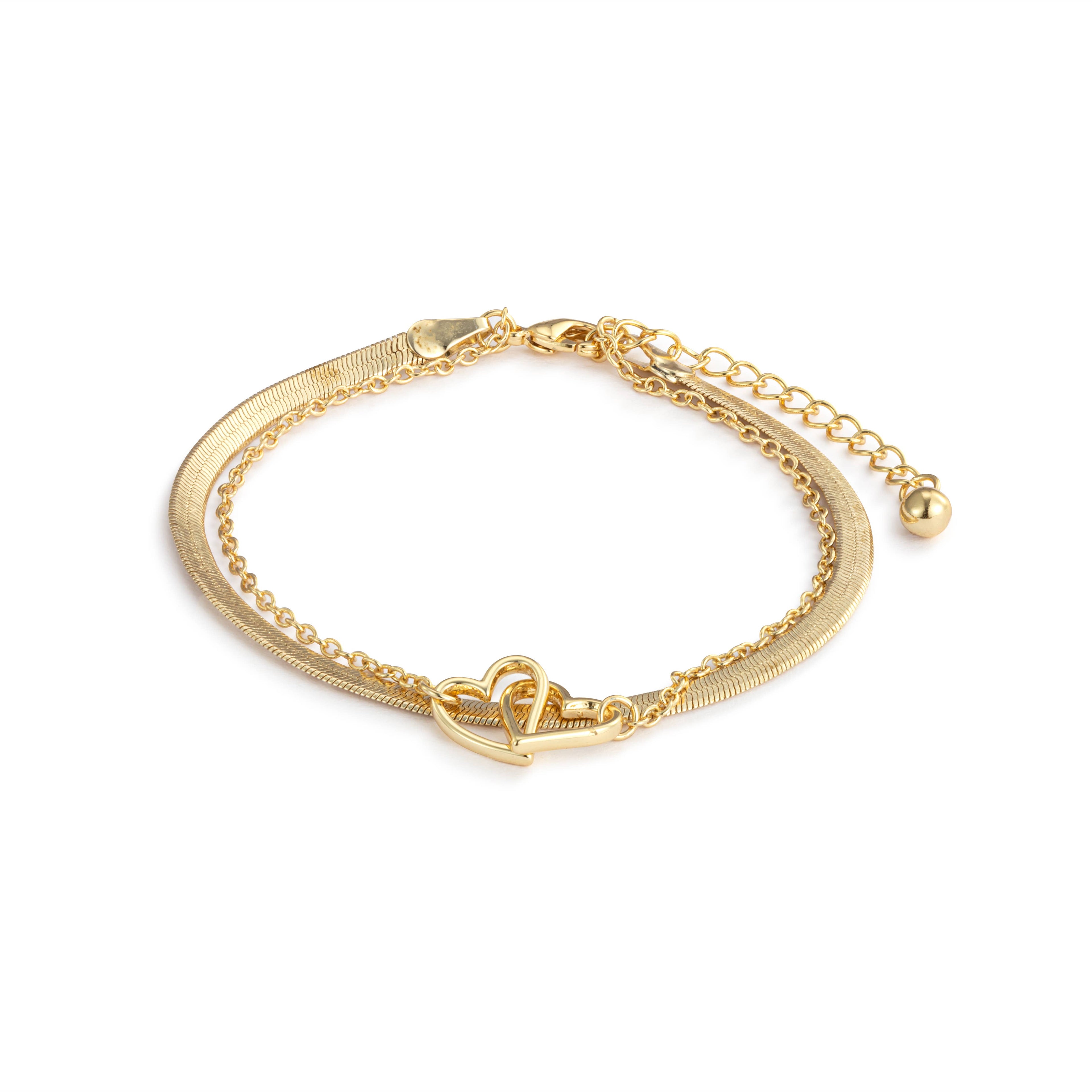 Layered Heart Bracelet - Gold
