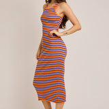 Sleeveless Round Neck Ribbed Sweater Dress